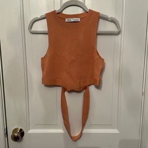 Zara coral colored tank with cross at waist